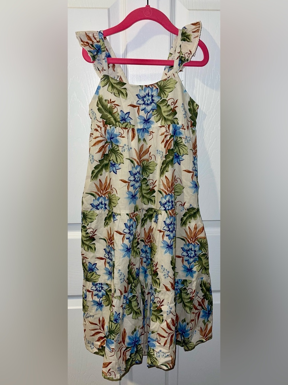 Janie and Jack girls 7 tropical floral cotton sundress sleeveless